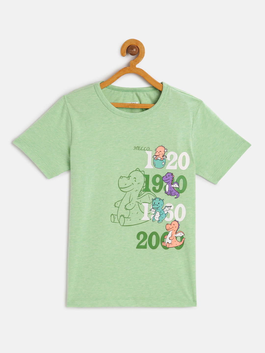 LAdore Kids Green Printed Round Neck T-shirt