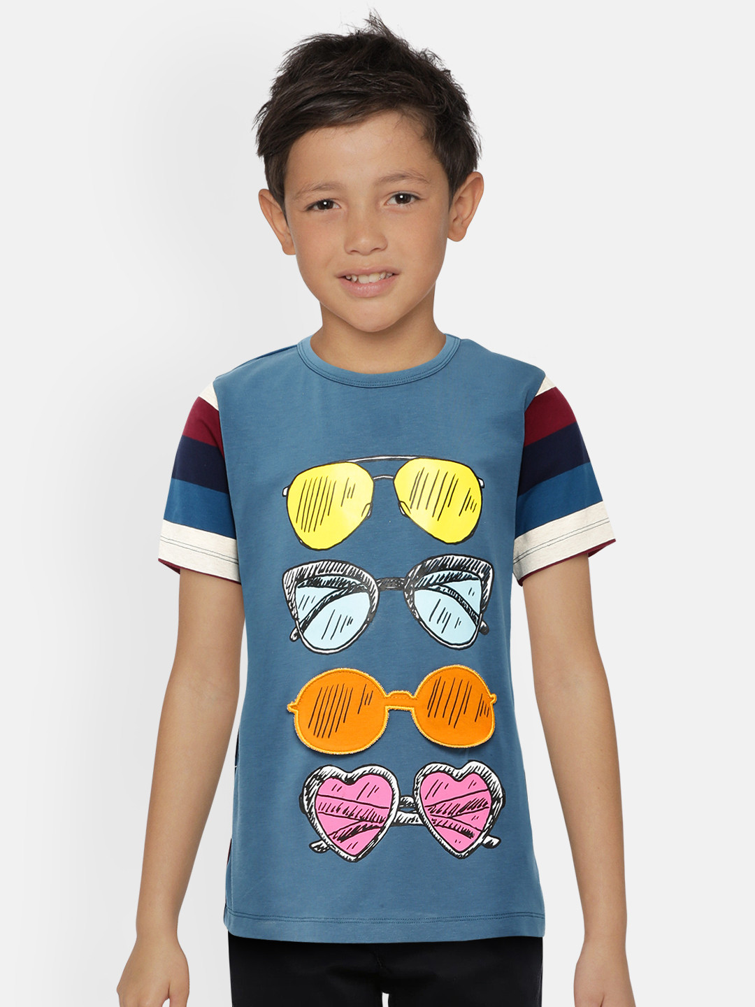 LAdore Kids Teal Blue Printed Round Neck T-shirt