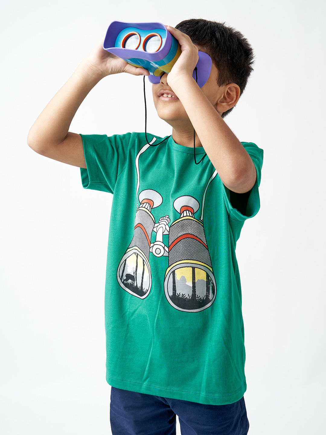 LAdore Kids Green Printed Round Neck Pure Cotton T-shirt