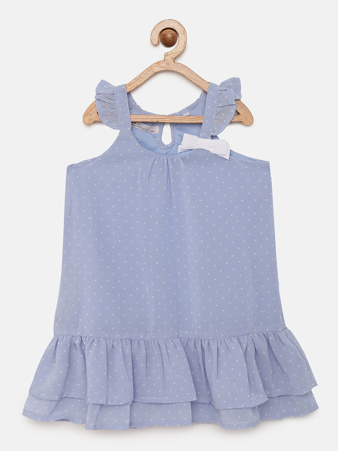 Eimoie Girls Blue Printed Drop-Waist Dress