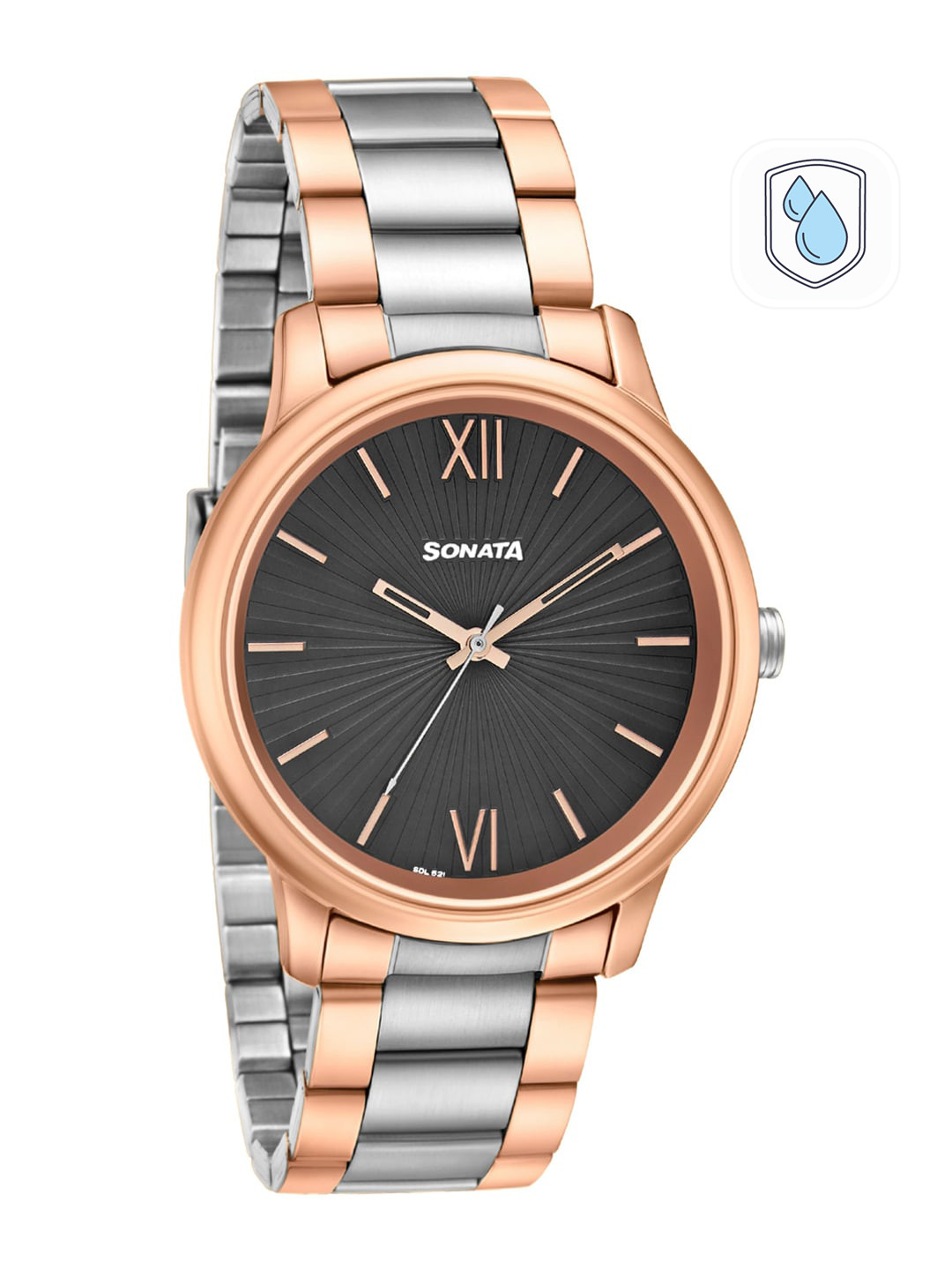 Sonata Men Charcoal Analogue Watch 7134KM01