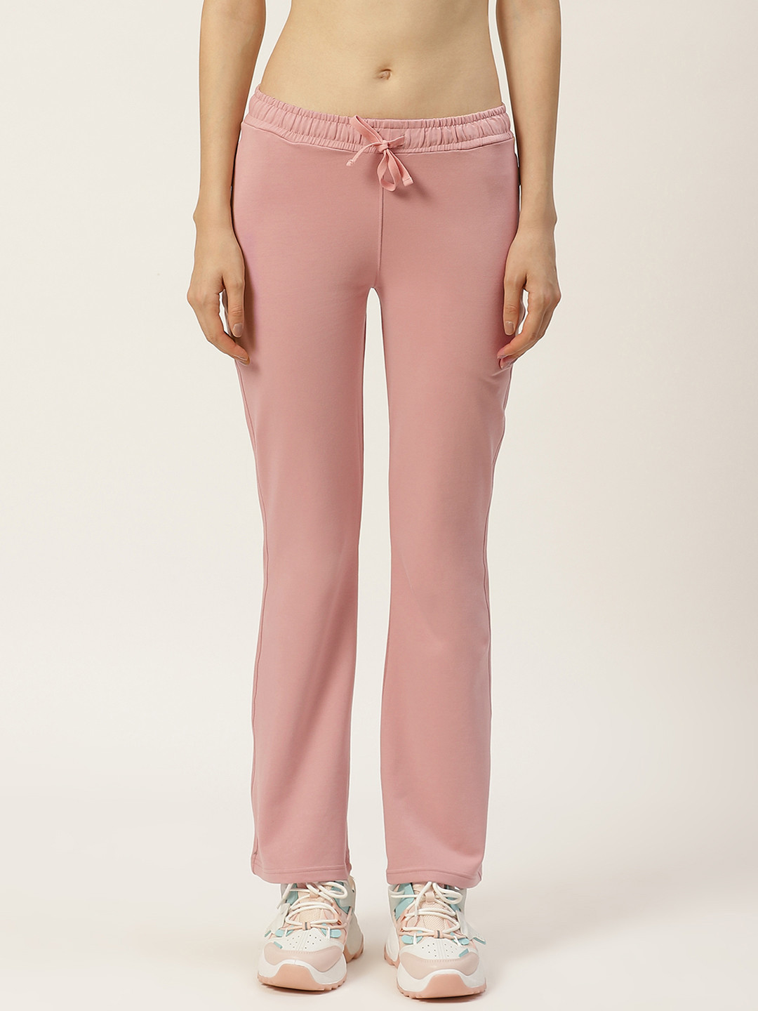 FEMEA Women Pink Solid Bootcut Fit Track Pants