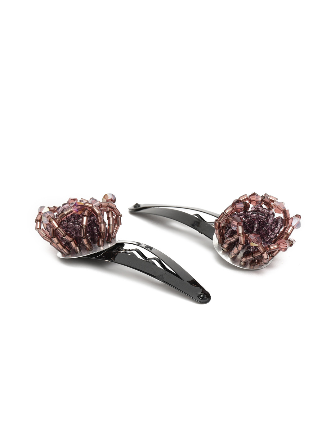 AccessHer Brown Beaded Tic Tac Hair Clip