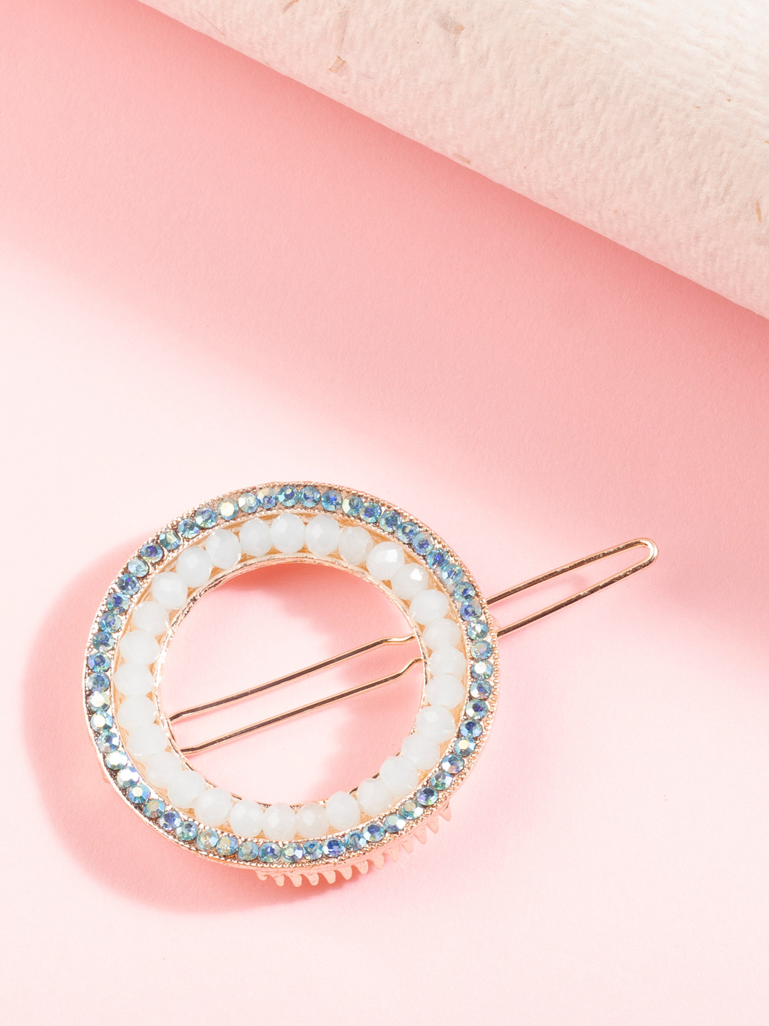 AccessHer Pink & Gold Embellished French Barrette