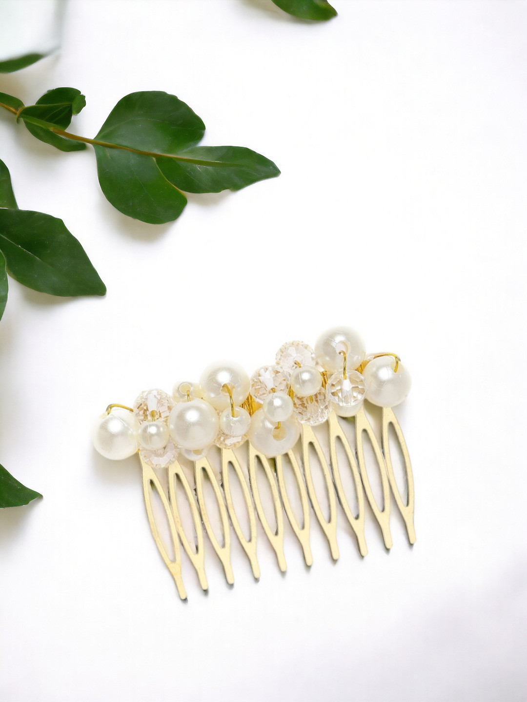 AccessHer White Gold-Plated Embellished Comb Pin