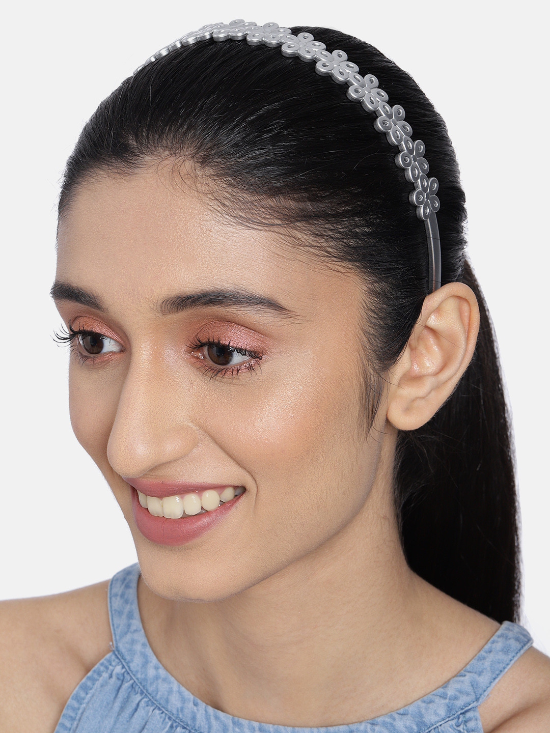AccessHer Silver-Toned Floral Hairband