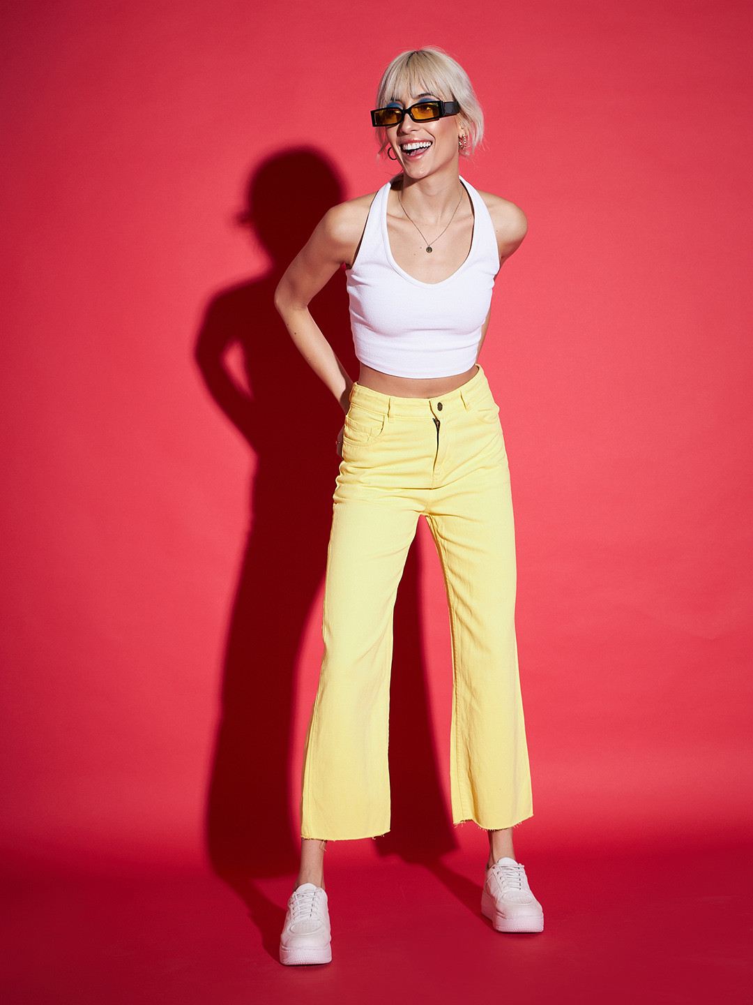 SASSAFRAS Women Yellow Relaxed Fit High-Rise Jeans