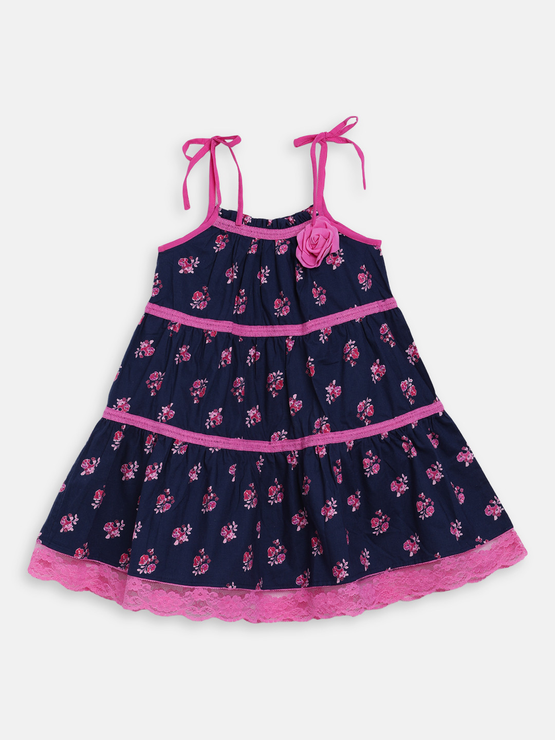 Butterfly Blush Girls Blue Floral Printed A-Line Dress