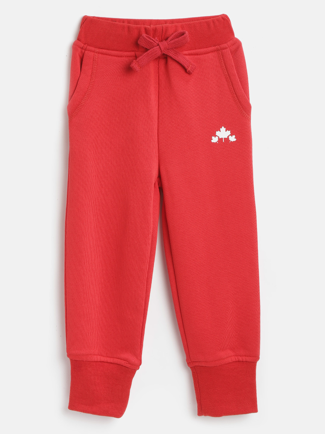 Rute Girls Red Solid Pure Cotton Joggers