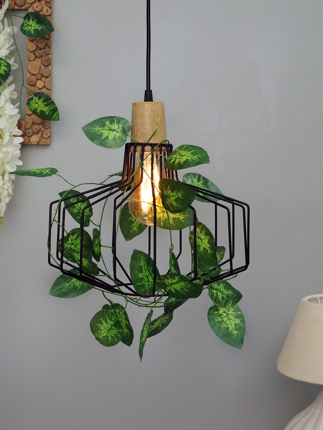 Homesake Black & Green Self Design Contemporary Pendant Lamp