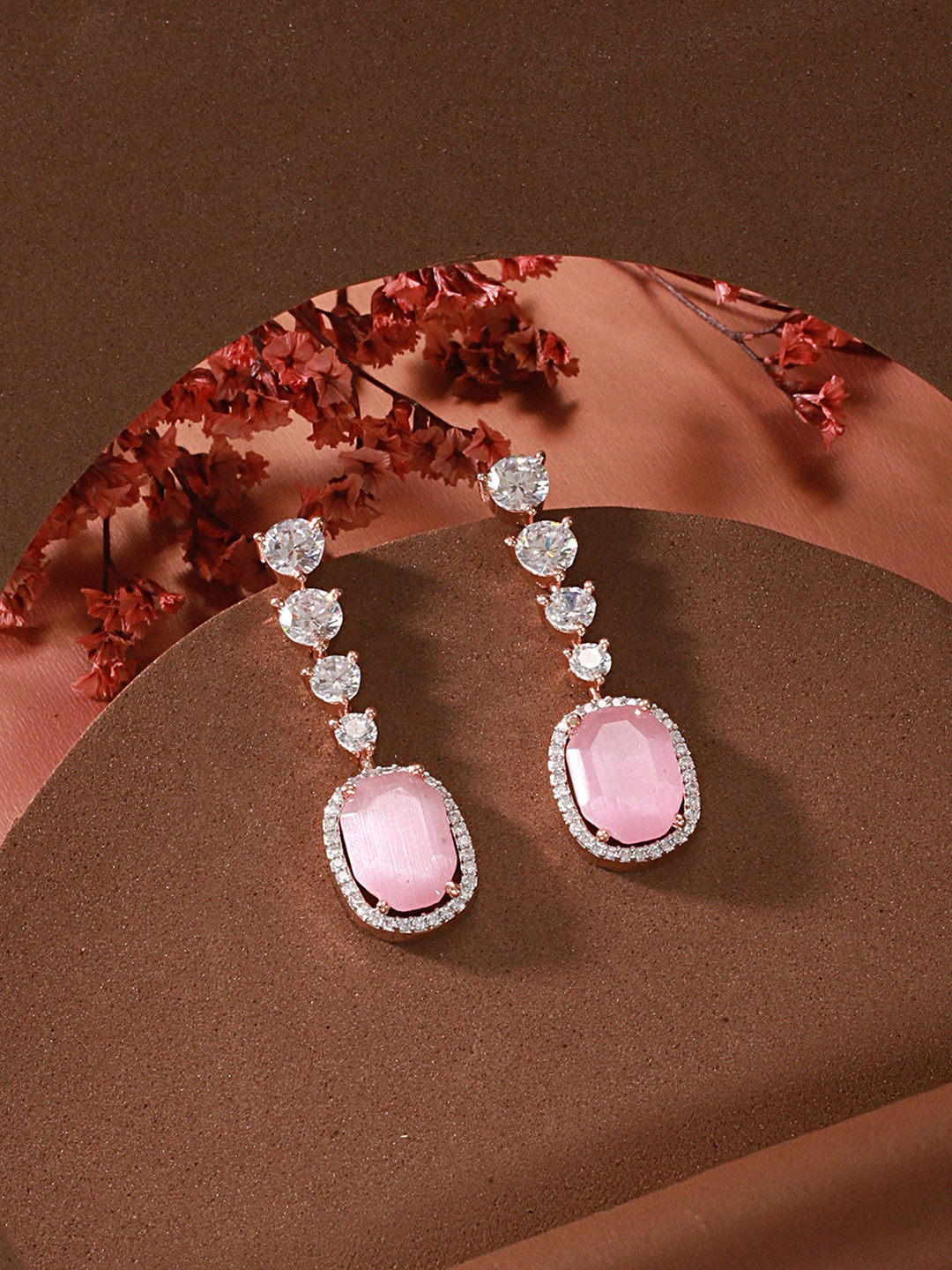 Saraf RS Jewellery Pink Contemporary Drop Earrings