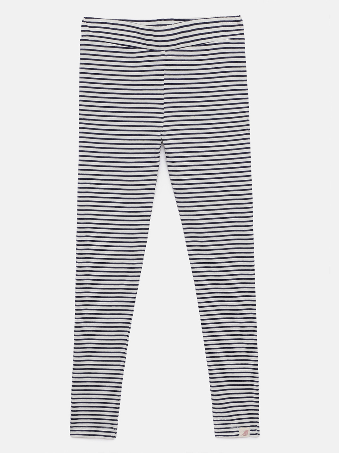 SOFIE & SAM Girls Blue & White Striped Ankle-Length Organic Cotton Leggings