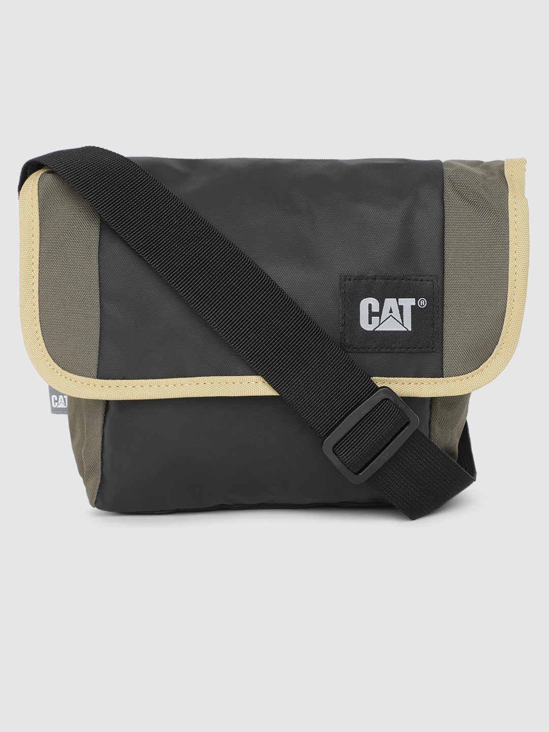 CAT Unisex Black & Olive Green Colourblocked DETROIT Messenger Bag