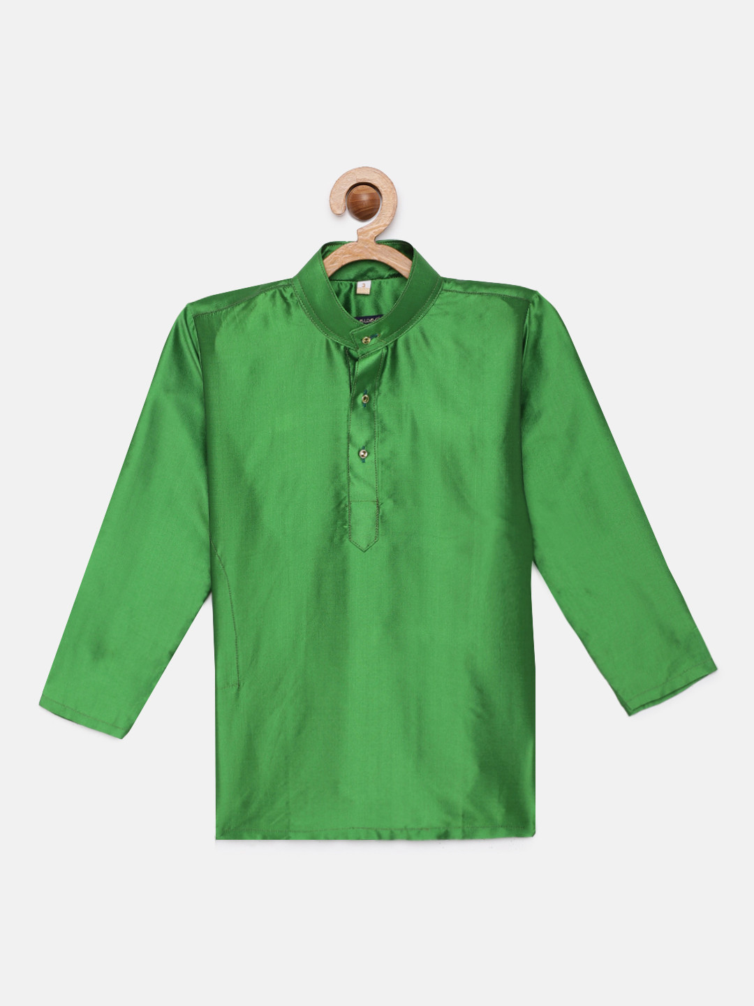 THANGAMAGAN Boys Green Art Silk Kurta