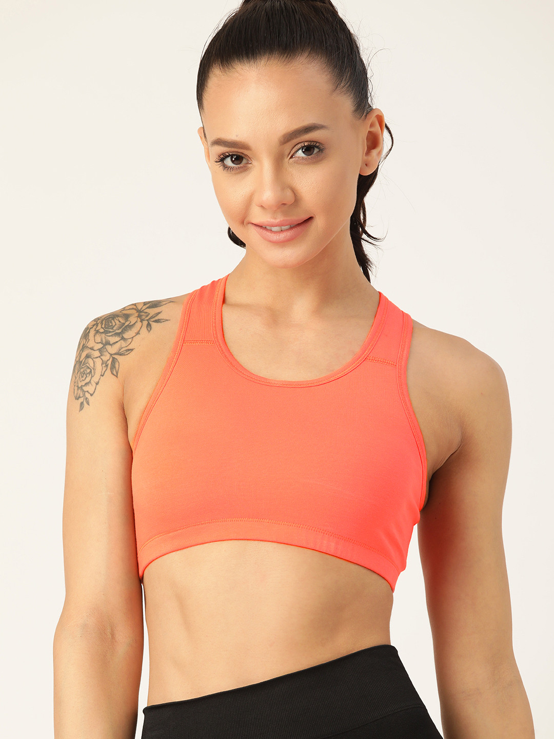 DressBerry Orange Workout Bra Medium Coverage