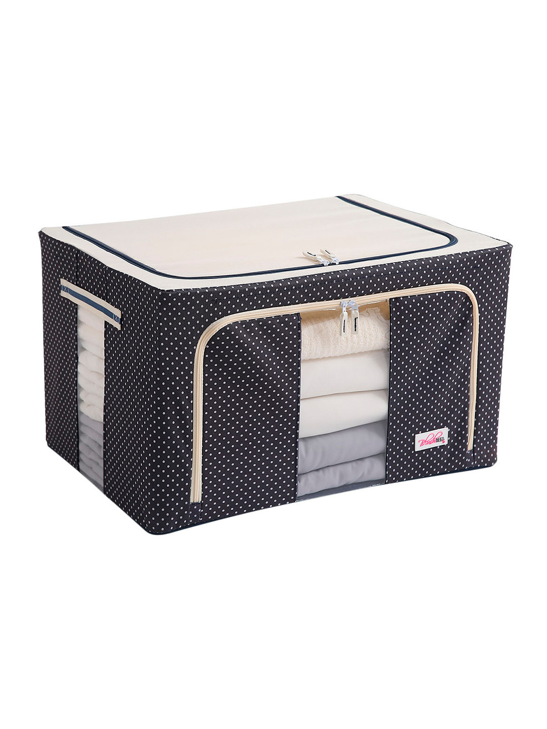 BlushBees Navy Blue & White Polka Dots Printed Wardrobe Organizer