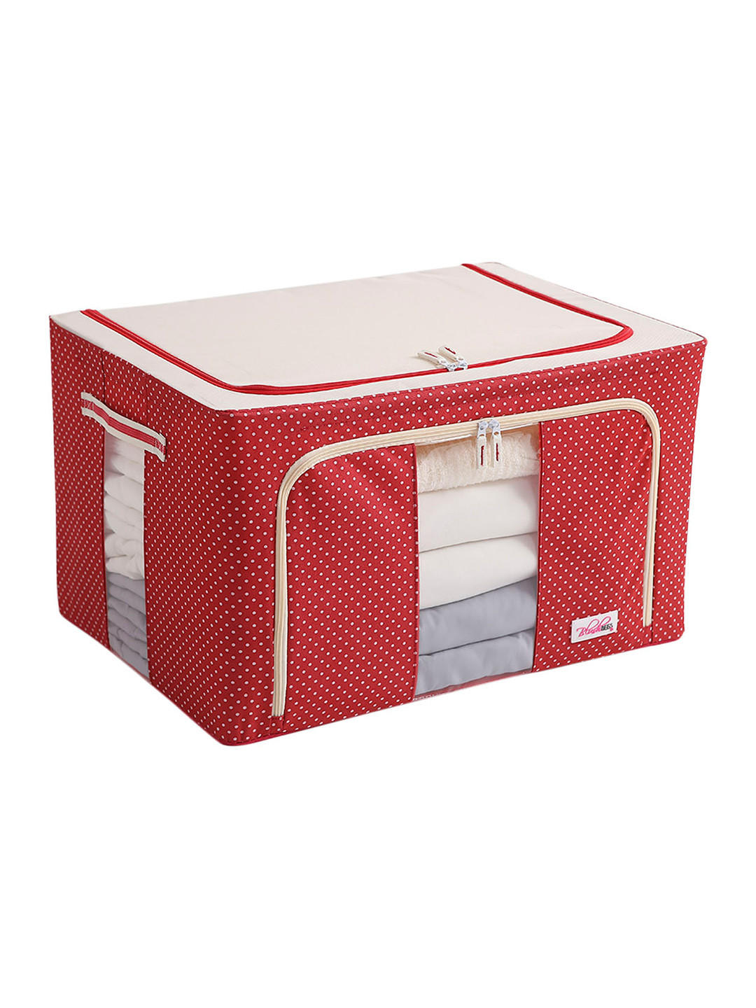 BlushBees Red & White Polka Dot Printed Multi-Utility Foldable Storage Box Organizers