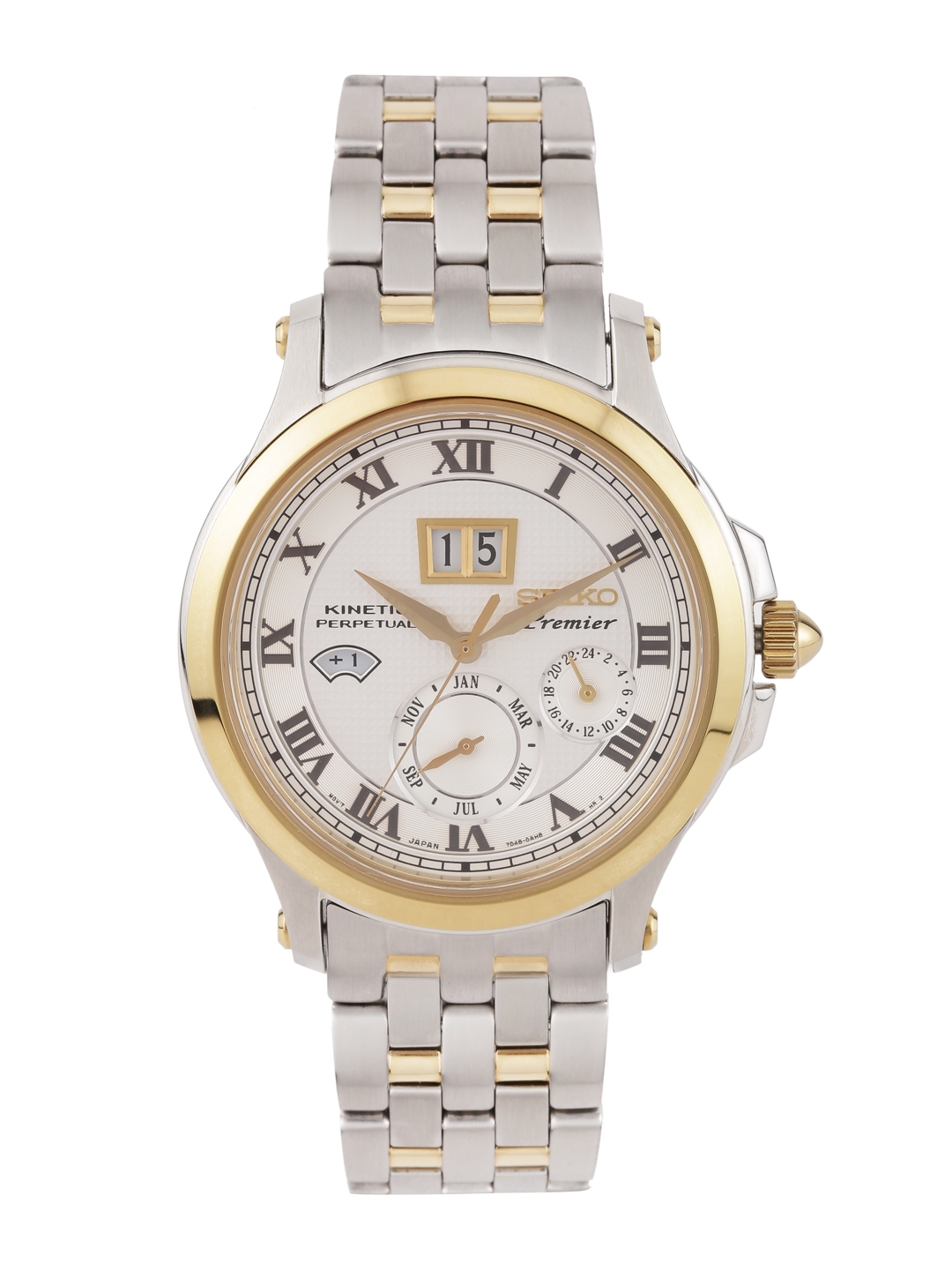 Buy SEIKO PREMIER Men Gold Plated Off White Kinetic Motion Dial