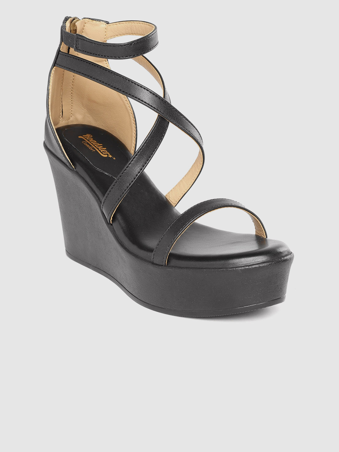 Roadster Black Solid Mid-Top Wedges