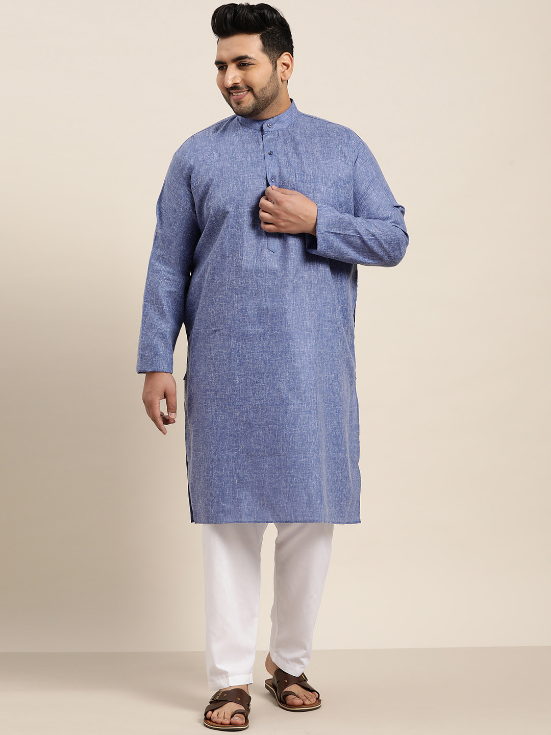 SOJANYA PLUS Men Blue Kurta with Pyjama