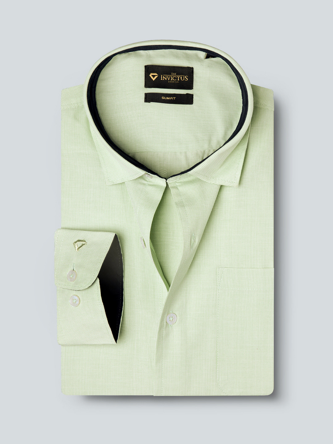 INVICTUS Men Easy Care Green Solid Slim Fit Formal Shirt