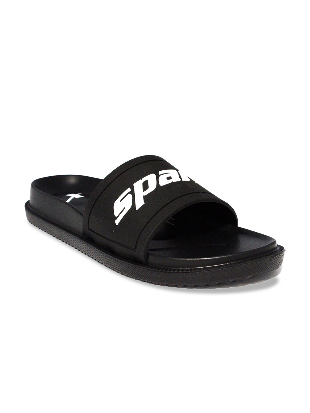 Sparx Men Black & White Printed Sliders