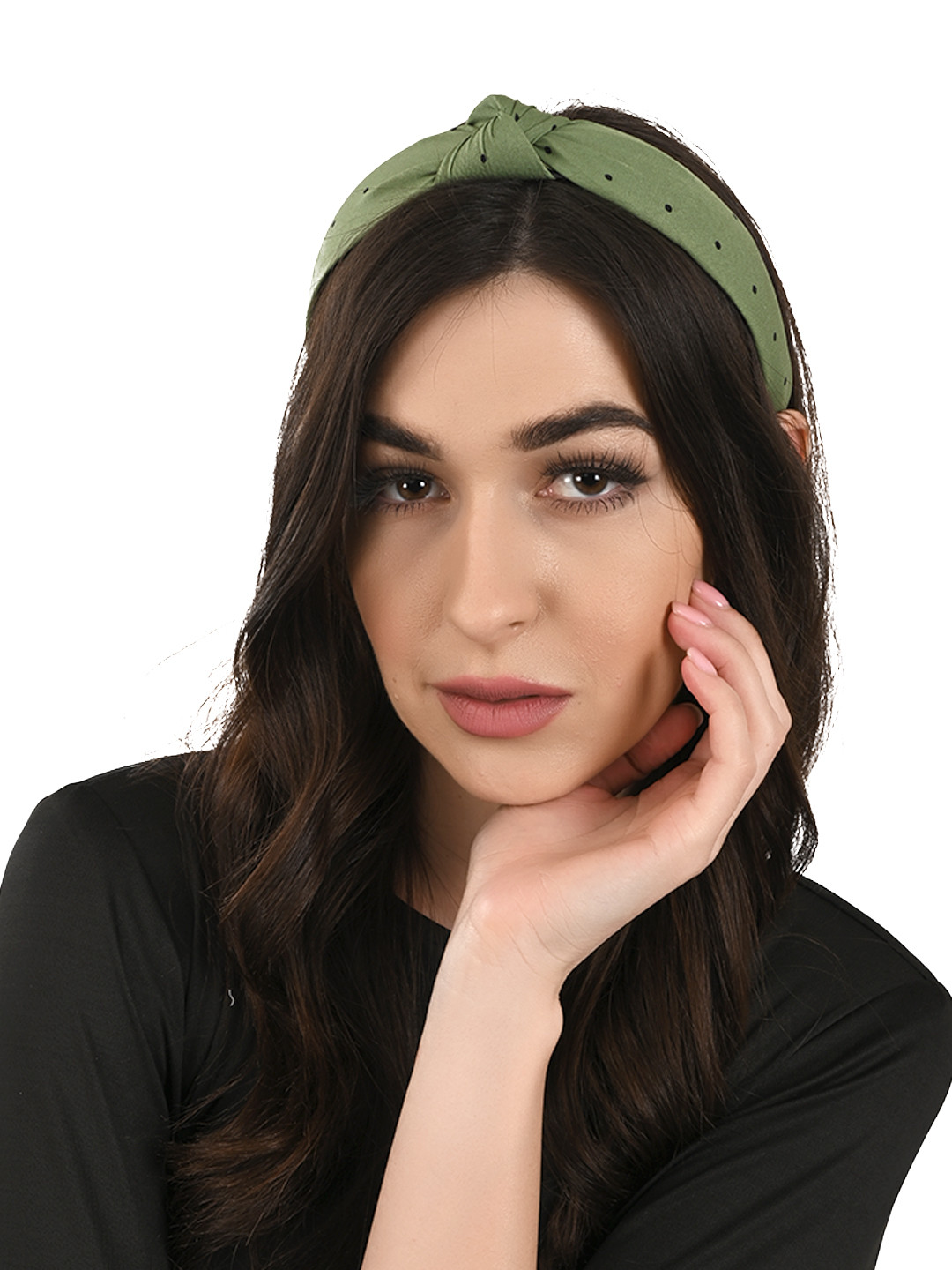 BuckleUp Olive Green Polka Dots Hairband