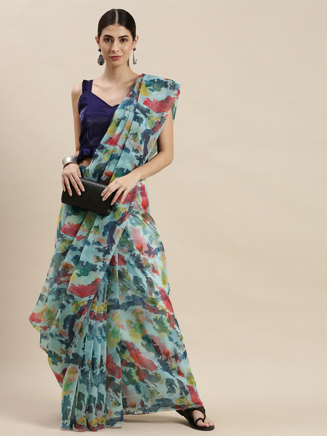 Mitera Multicoloured Organza Saree