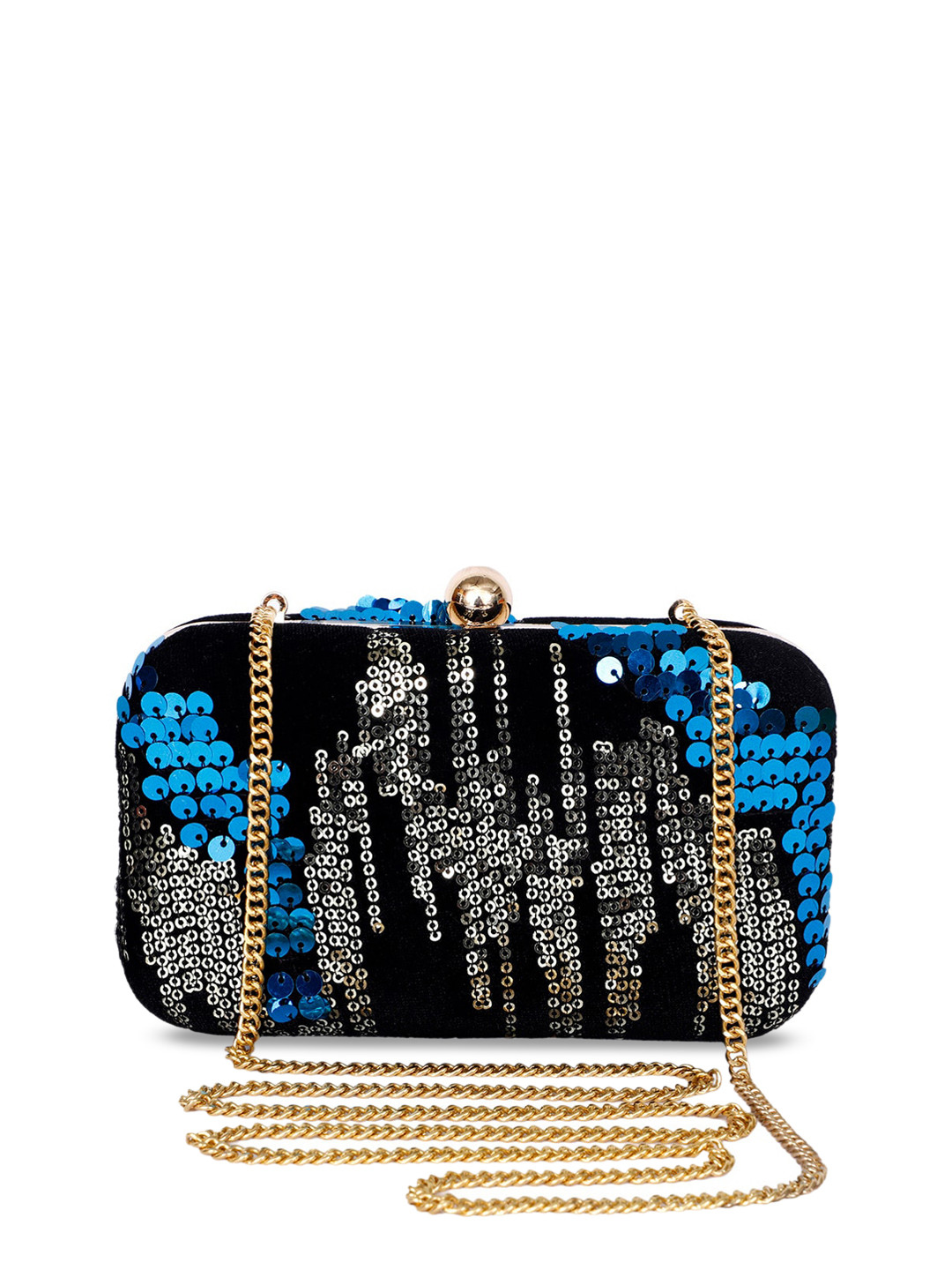 REZZY Black & Blue Embellished Purse Clutches