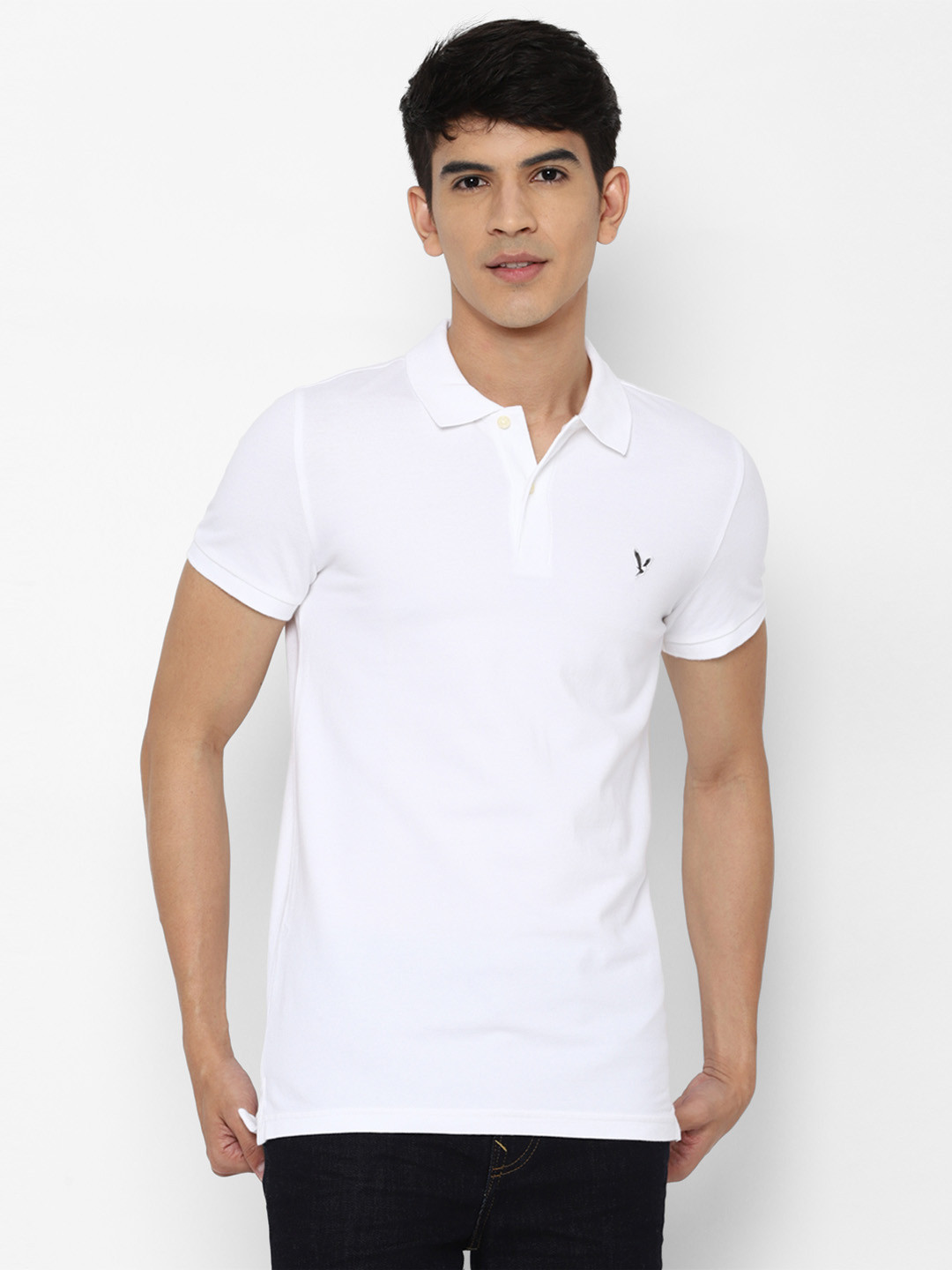 AMERICAN EAGLE OUTFITTERS Men White Polo Collar Slim Fit T-shirt