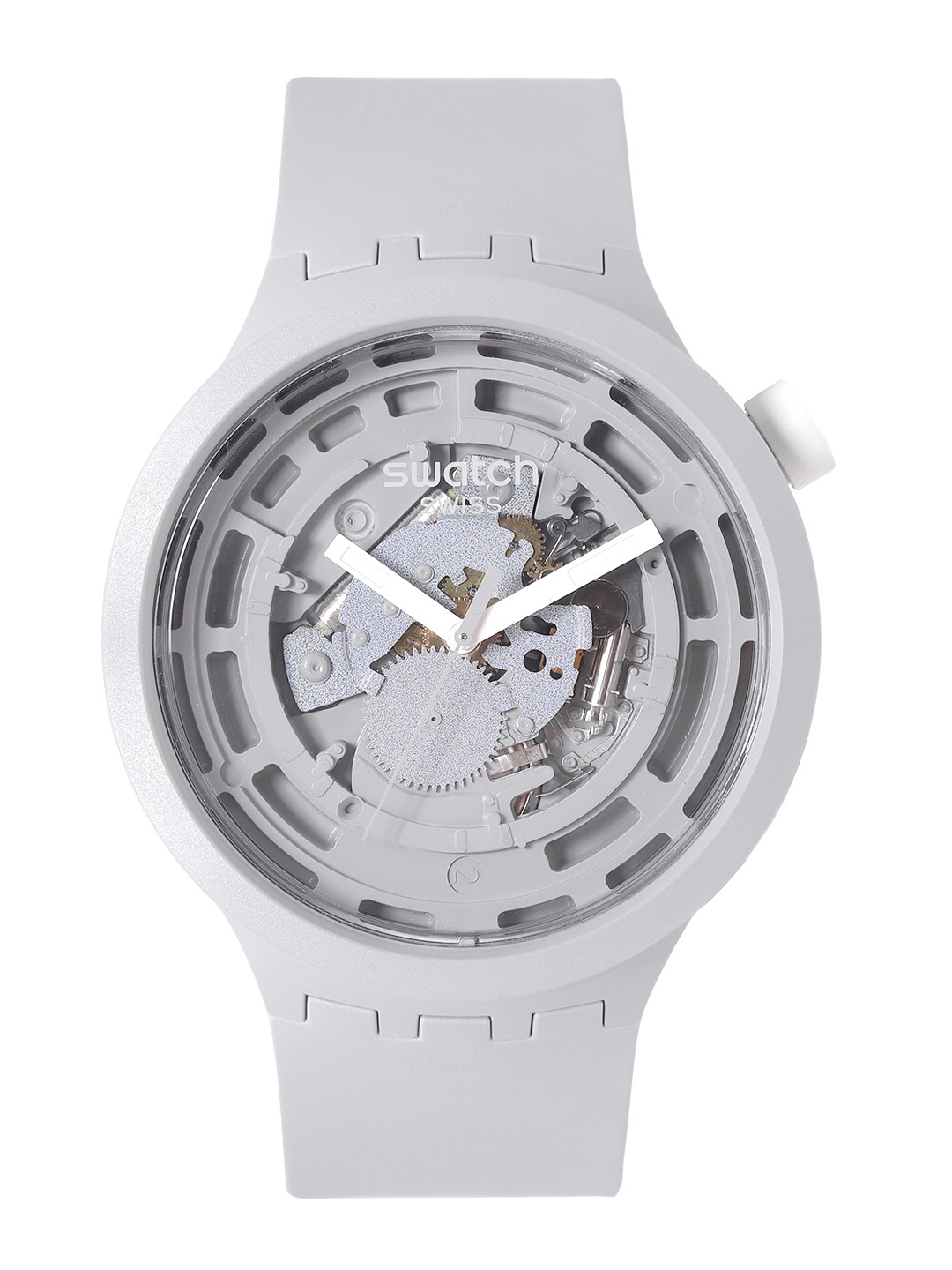 Swatch Unisex Grey Boost Swiss Made Skeleton Dial Water Resistant Analogue Watch SB03M100