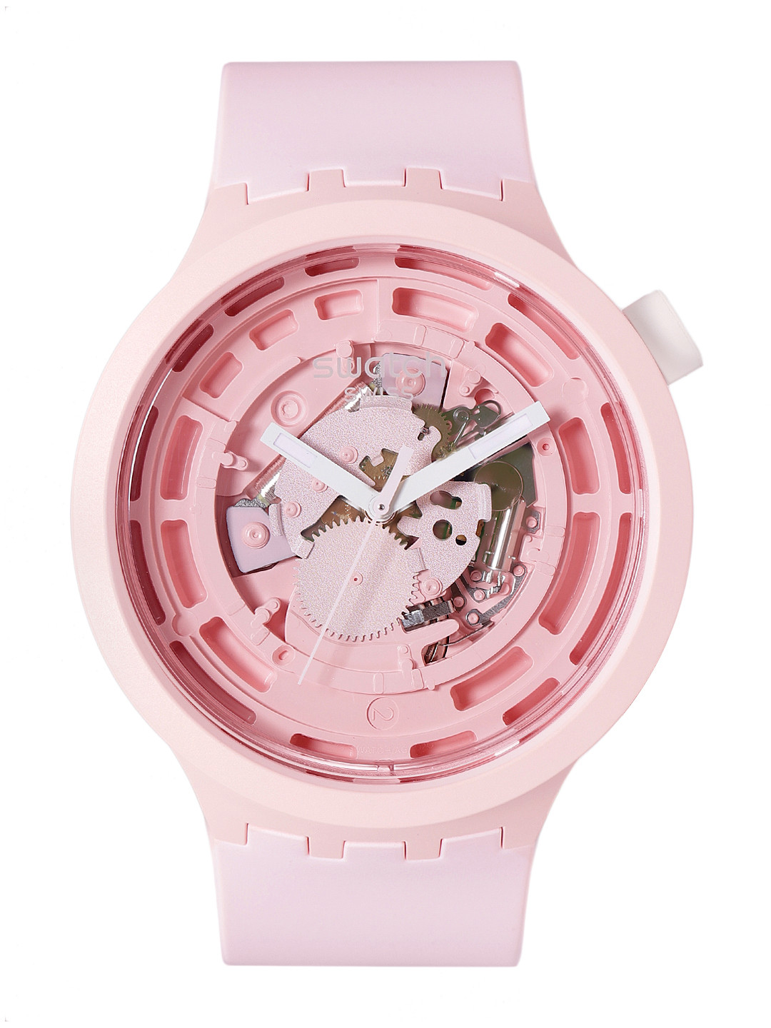 Swatch Unisex Pink Boost Swiss Made Skeleton Dial Water Resistant Analogue Watch SB03P100