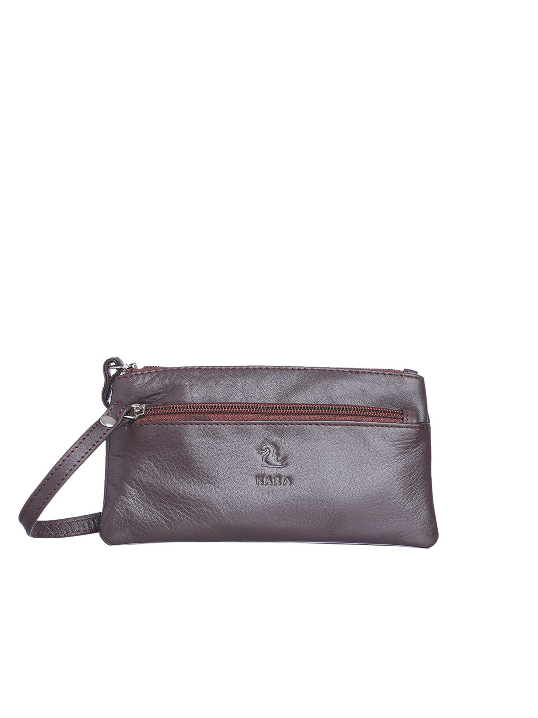 Kara Tan Solid Leather Clutch