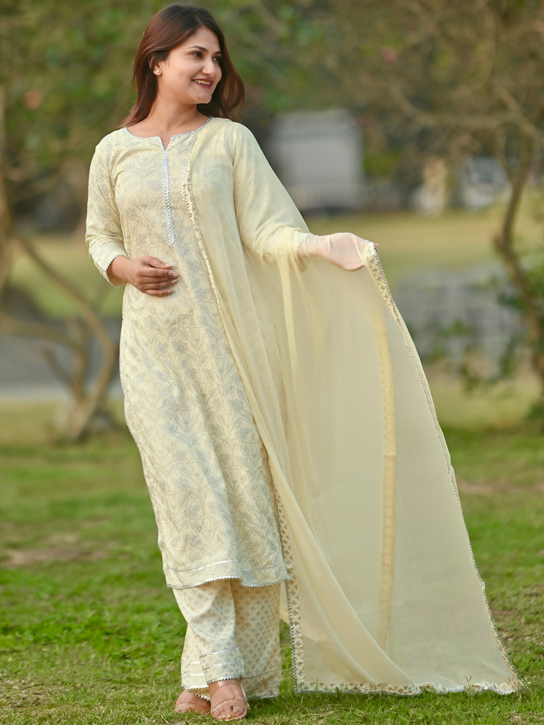 Libas Women Printed Kurta with Palazzos & Dupatta