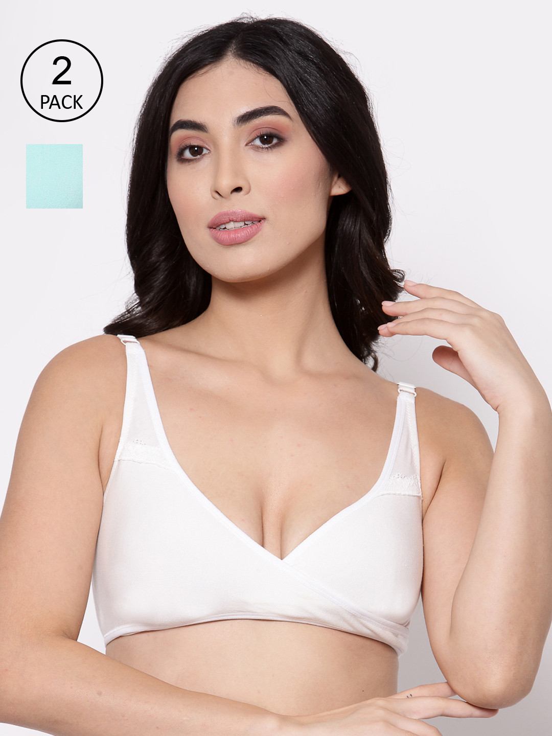 Inner Sense Pack of 2 White Non-Wired Non Padded Organic Cotton Maternity Bras IMB007C_7E