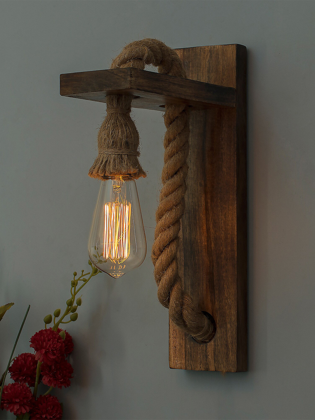 Homesake Brown & White Self Design Contemporary Smart Wall Rope Lamp