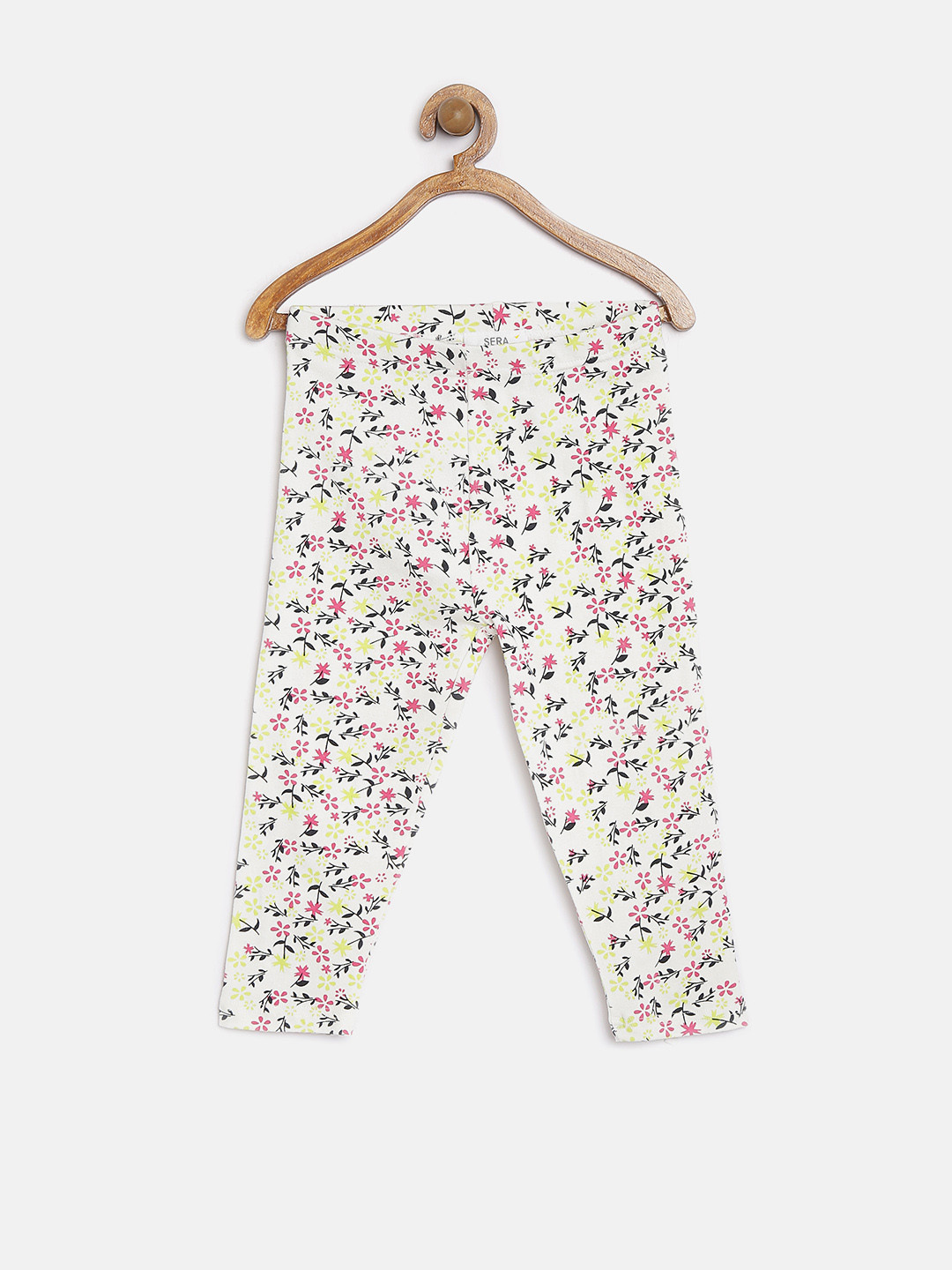 Sera Girls Off-White Floral Print Leggings