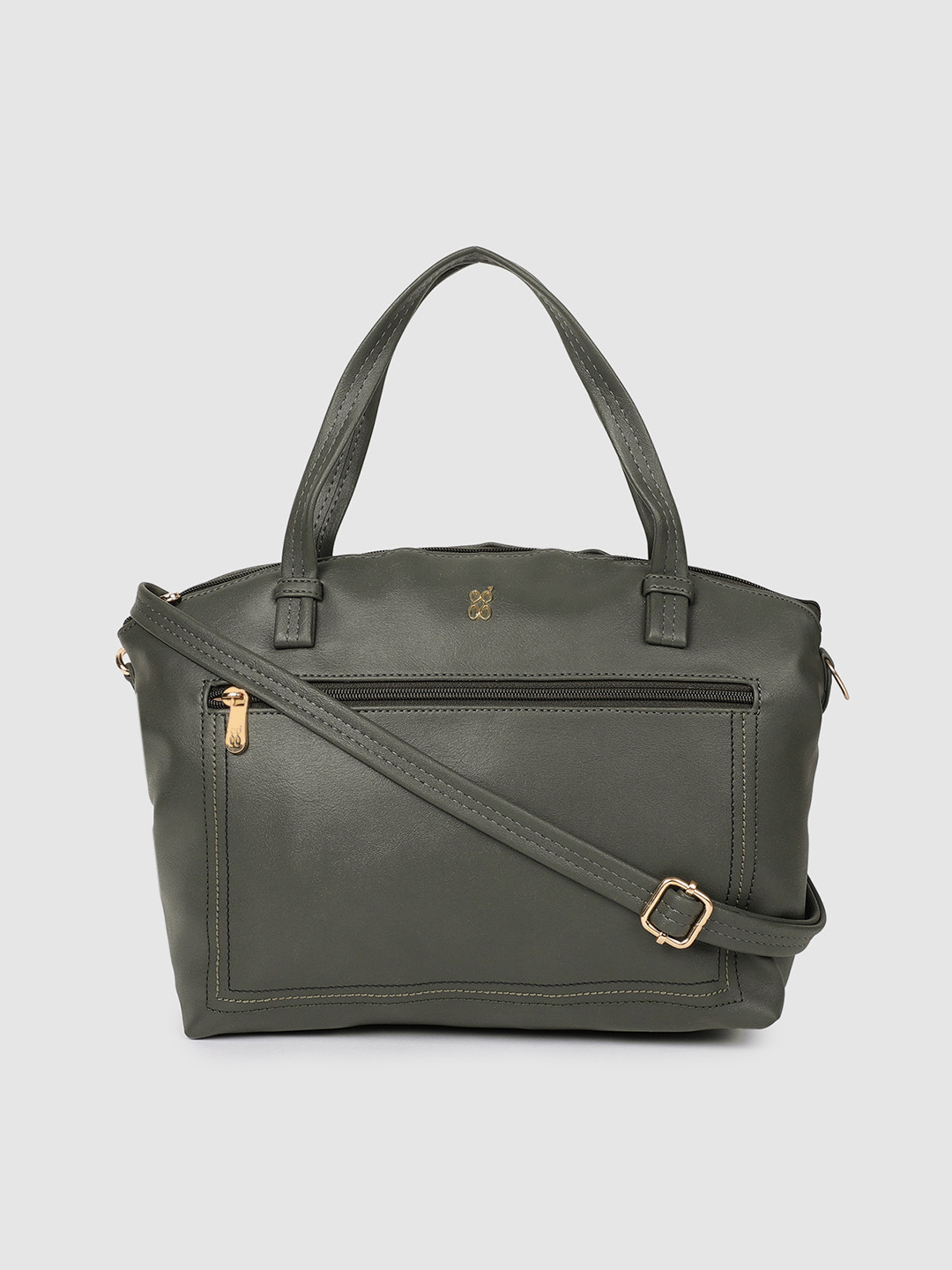 Baggit Women Charcoal Grey Solid Handheld Bag With Detachable Sling Strap