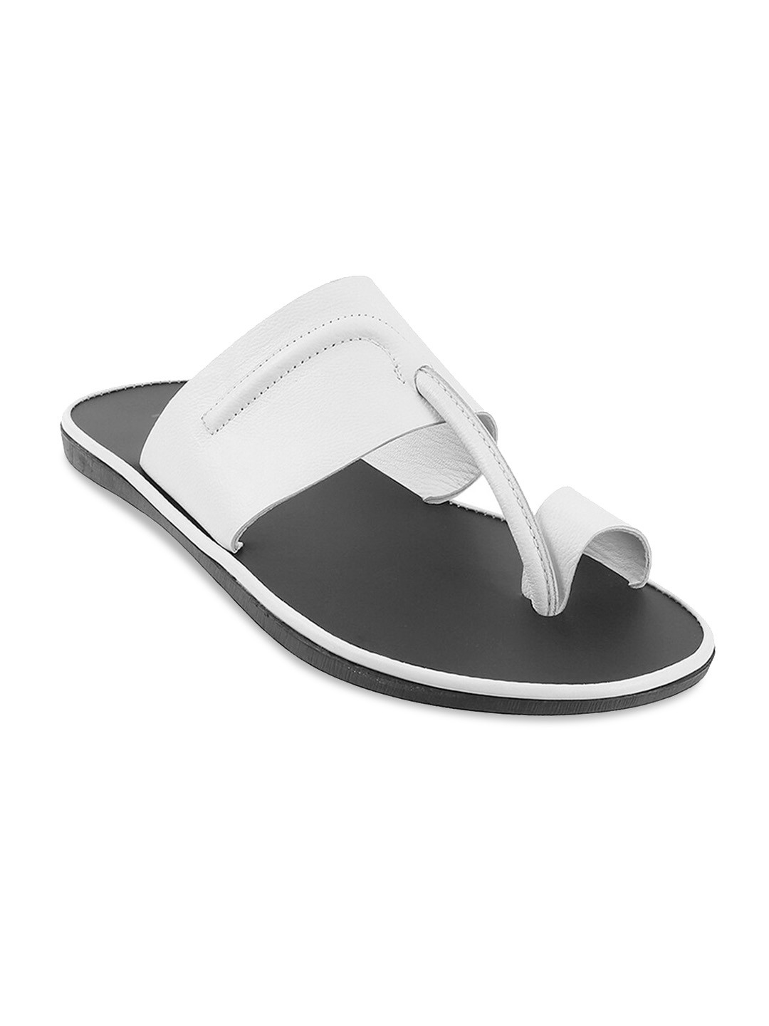 Mochi Men White Leather Comfort Sandals