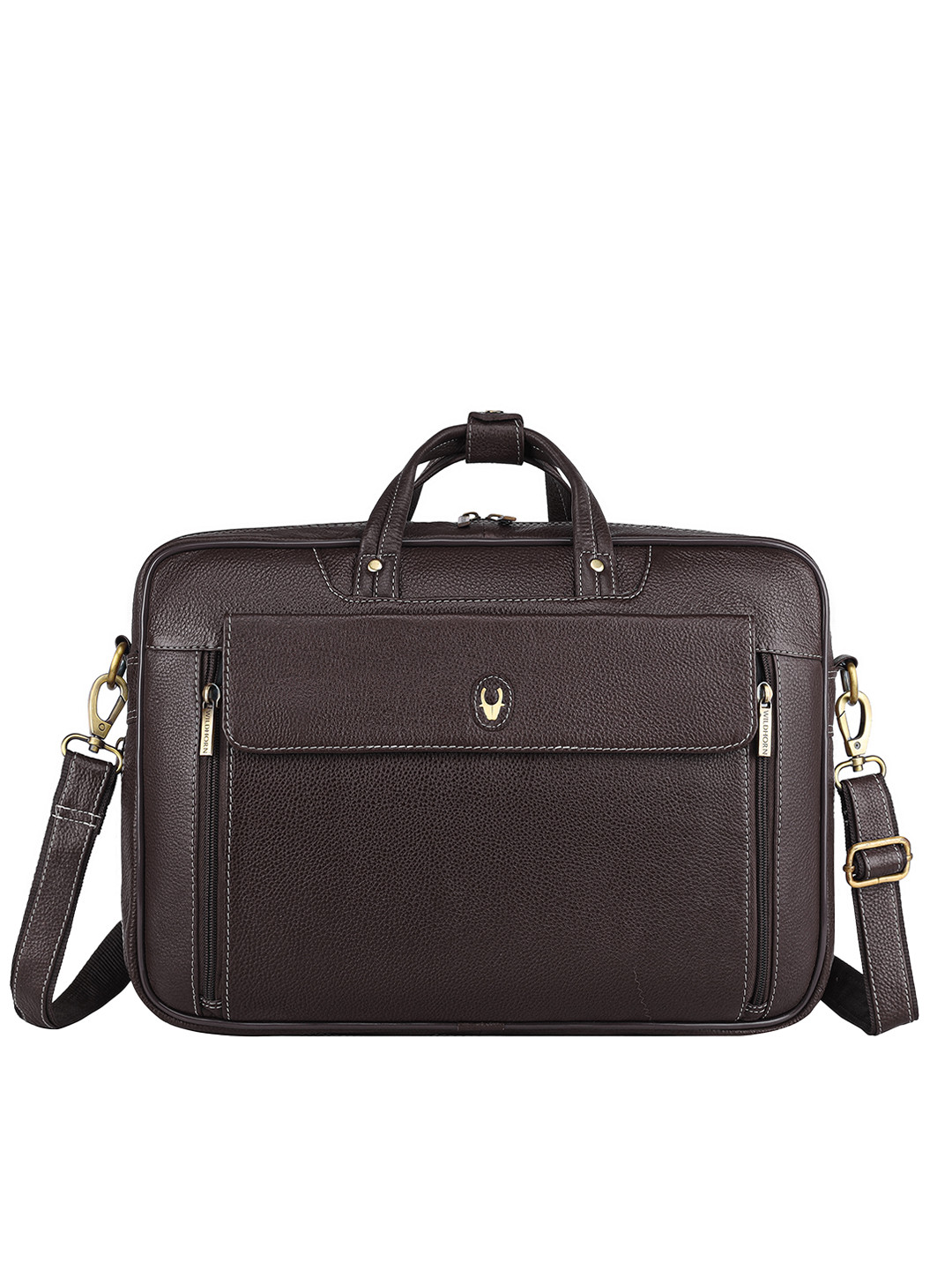 WildHorn Men Brown Textured Genuine Leather Laptop Bag