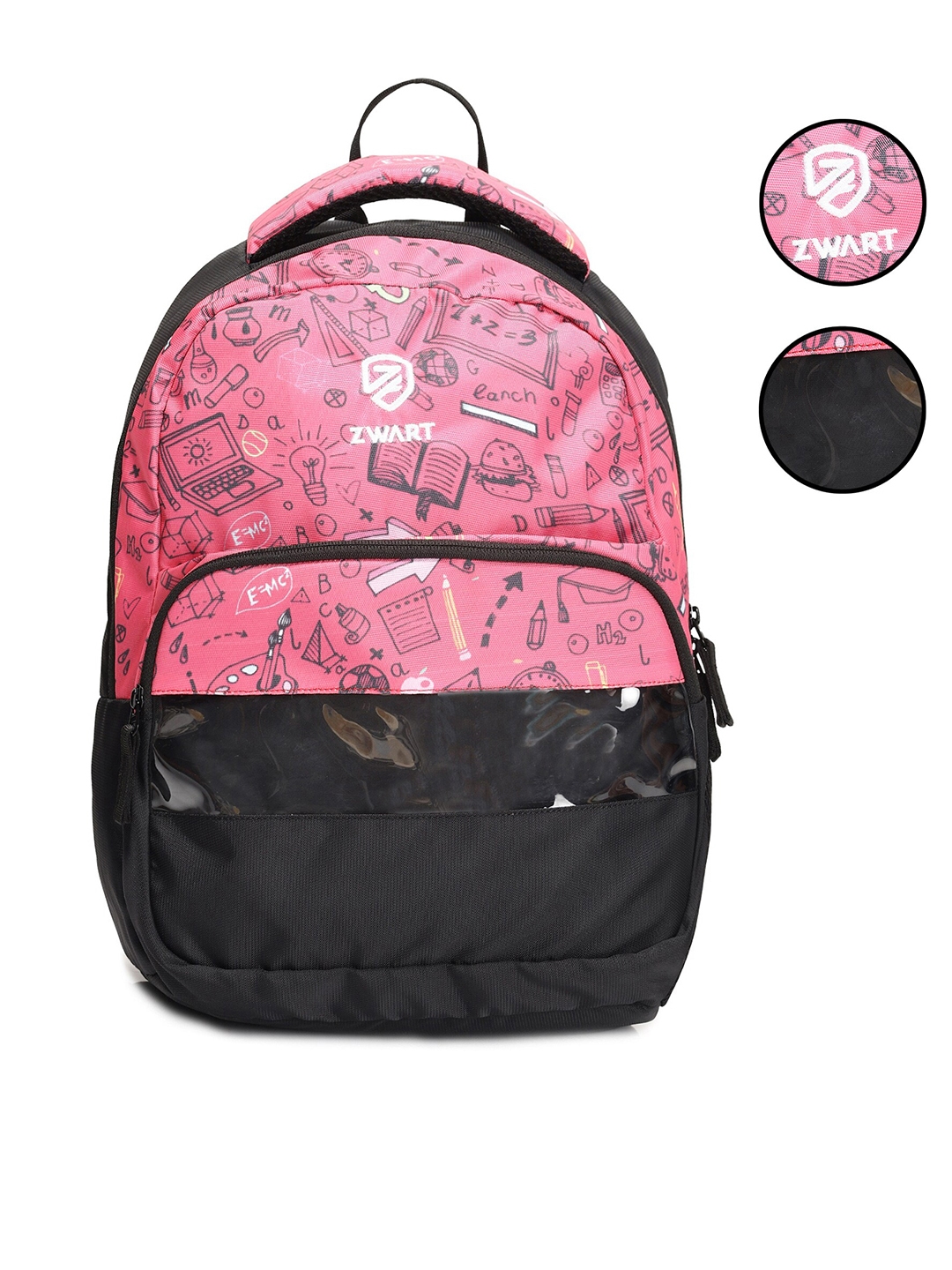 Zwart Unisex Pink Alphanumeric Backpacks