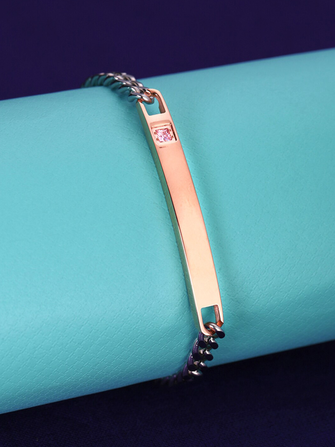 Yellow Chimes Stainless Steel Rose Gold-Plated Link Bracelet