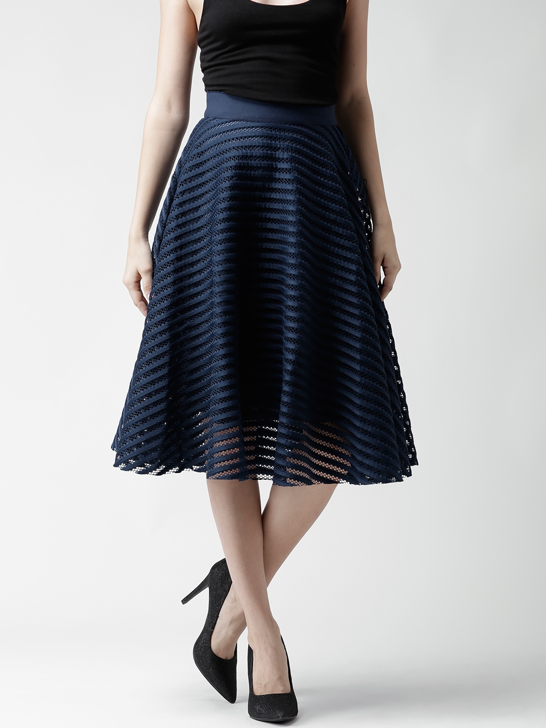 Blue Vanilla Curves Black Floral Asymmetric Midi Skirt  New Look