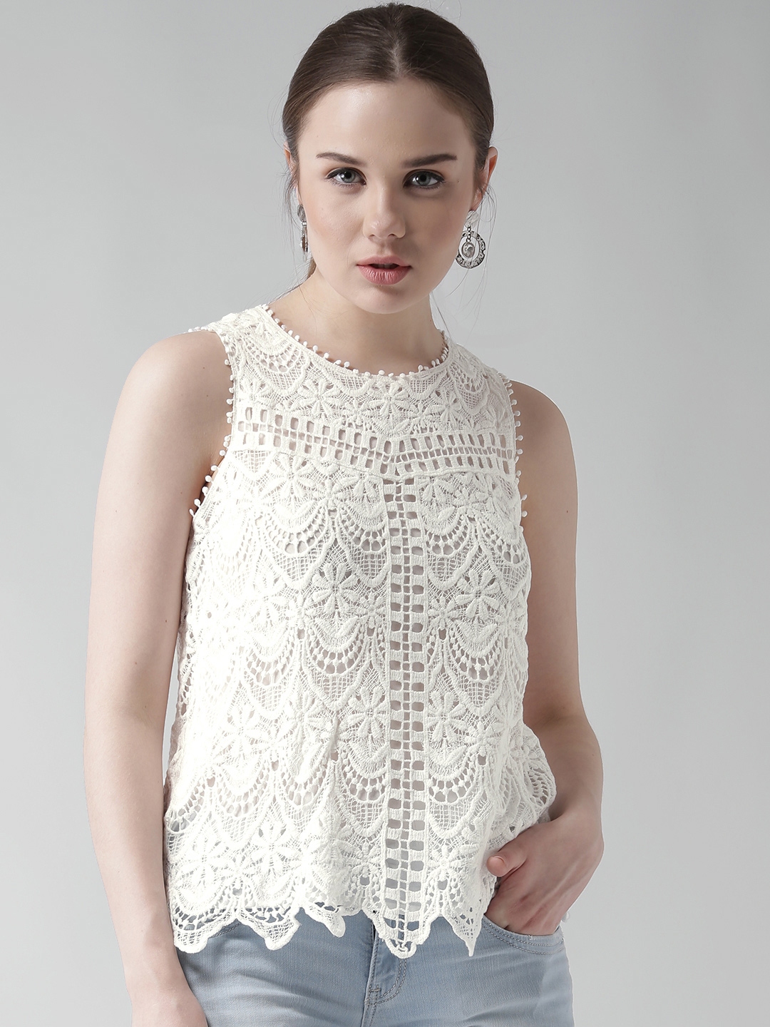 Buy New Look Women White Crochet Top - Tops for Women 1406591