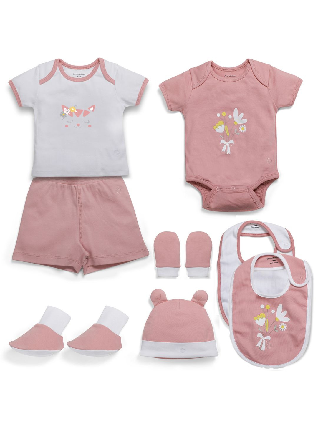 My Milestones Infant Girls Set Of 8 Essentials Apparel Gift Set