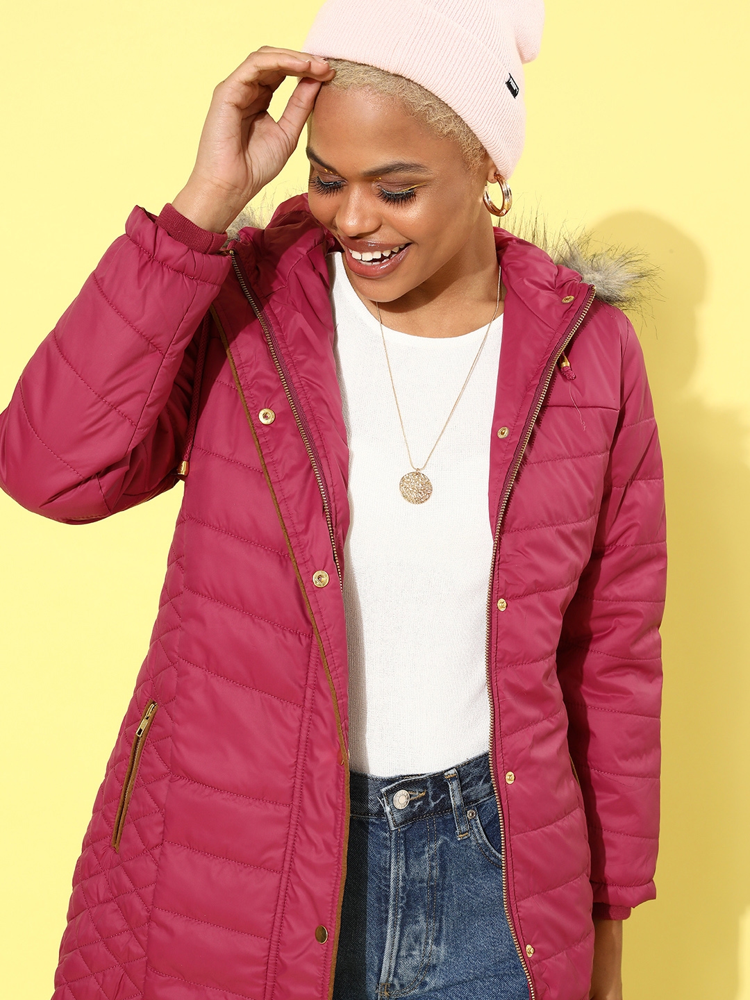 Buy DressBerry Women Bright Fuchsia Solid Parka Jacket Jackets for Women 14070194 Myntra