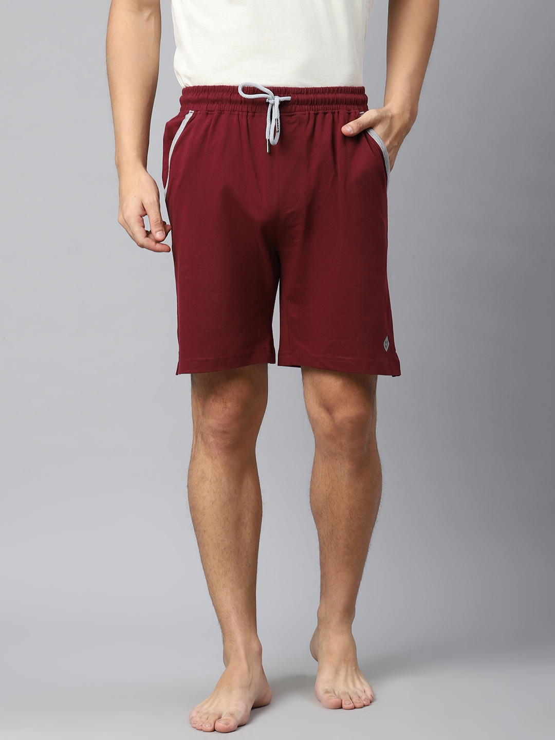 Buy Almo Wear Men Maroon Solid Cotton Lounge Shorts Lounge