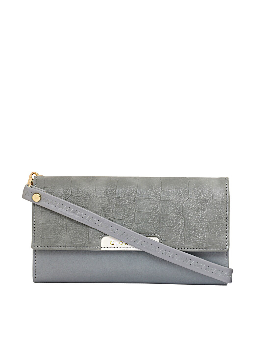 GIORDANO Women Olive Green & Grey Textured Envelope