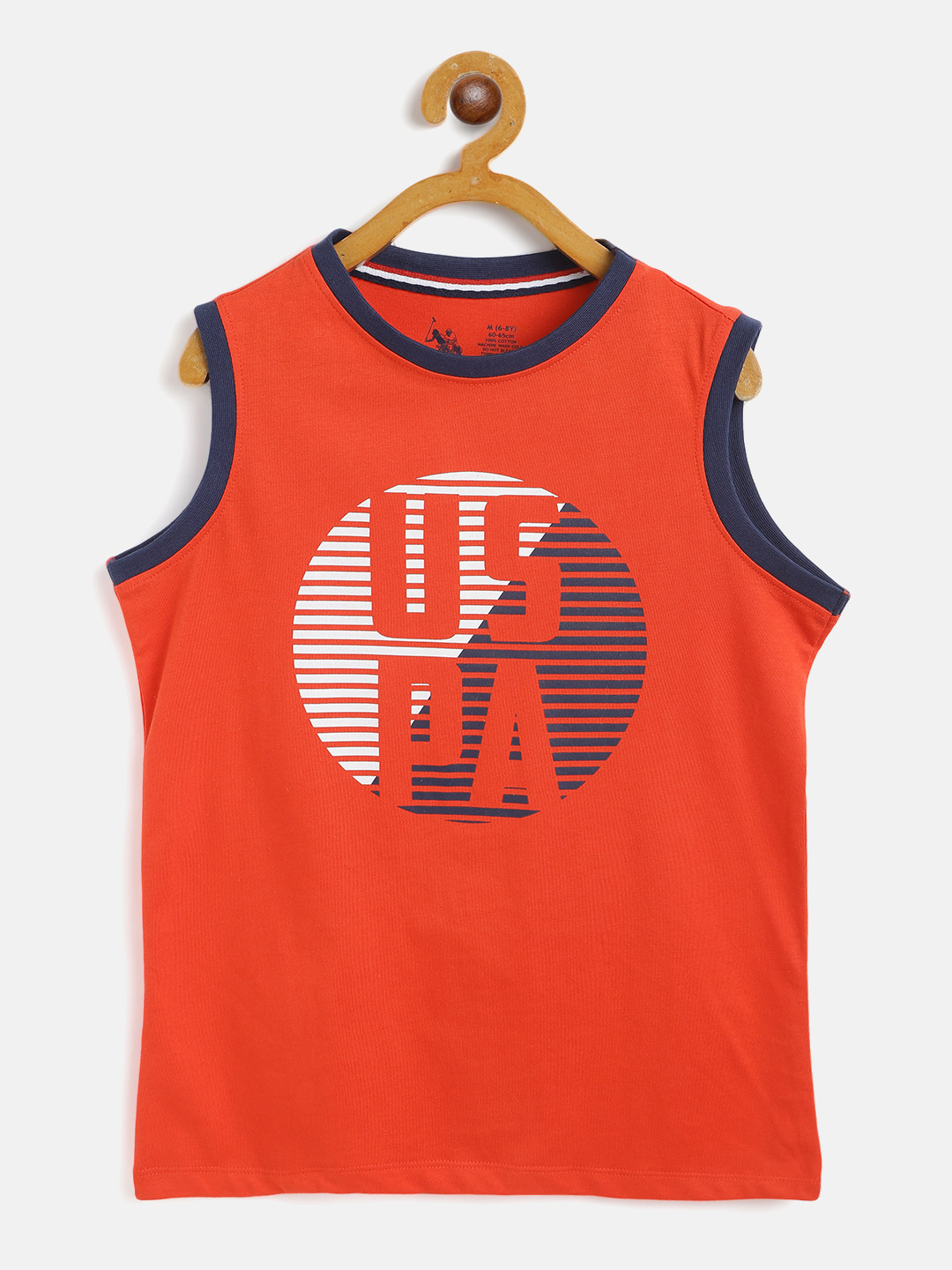 U.S. Polo Assn. Kids Boys Red & Navy Blue Cotton Brand Logo Print Lounge T-shirt