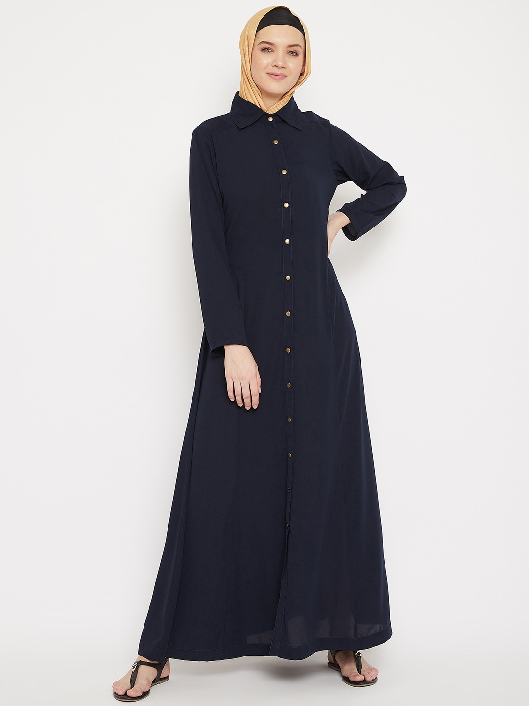 MOMIN LIBAS Women Navy Blue Solid Abaya Burqa